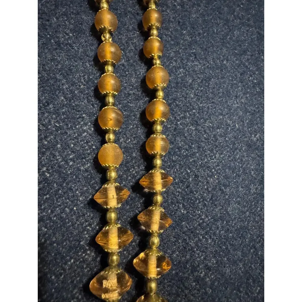 Vintage 26in Blush P:ink Glass & Rivoli Bead Necklace
